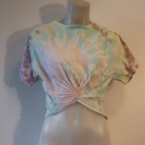 Womens SPRWMN Multicolor Rainbow Tie Dye Cropped T-Shirt Top S *